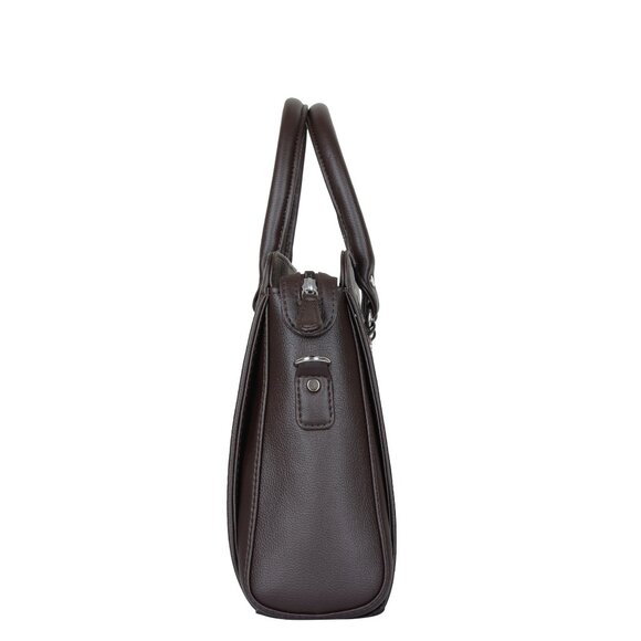 Women’s Vegan Leather Brown Top-Handle Handbag | Crossbody Sling Bag, Purse - Picture 7 of 10